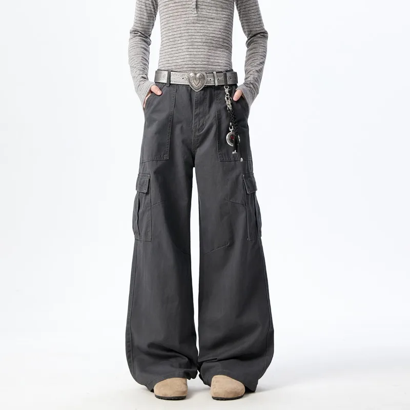 

Korean Style Men's Casual Trousers Solid Color Patchwork Side Pocket Straight Pants Loose Wide Leg Male Bottom