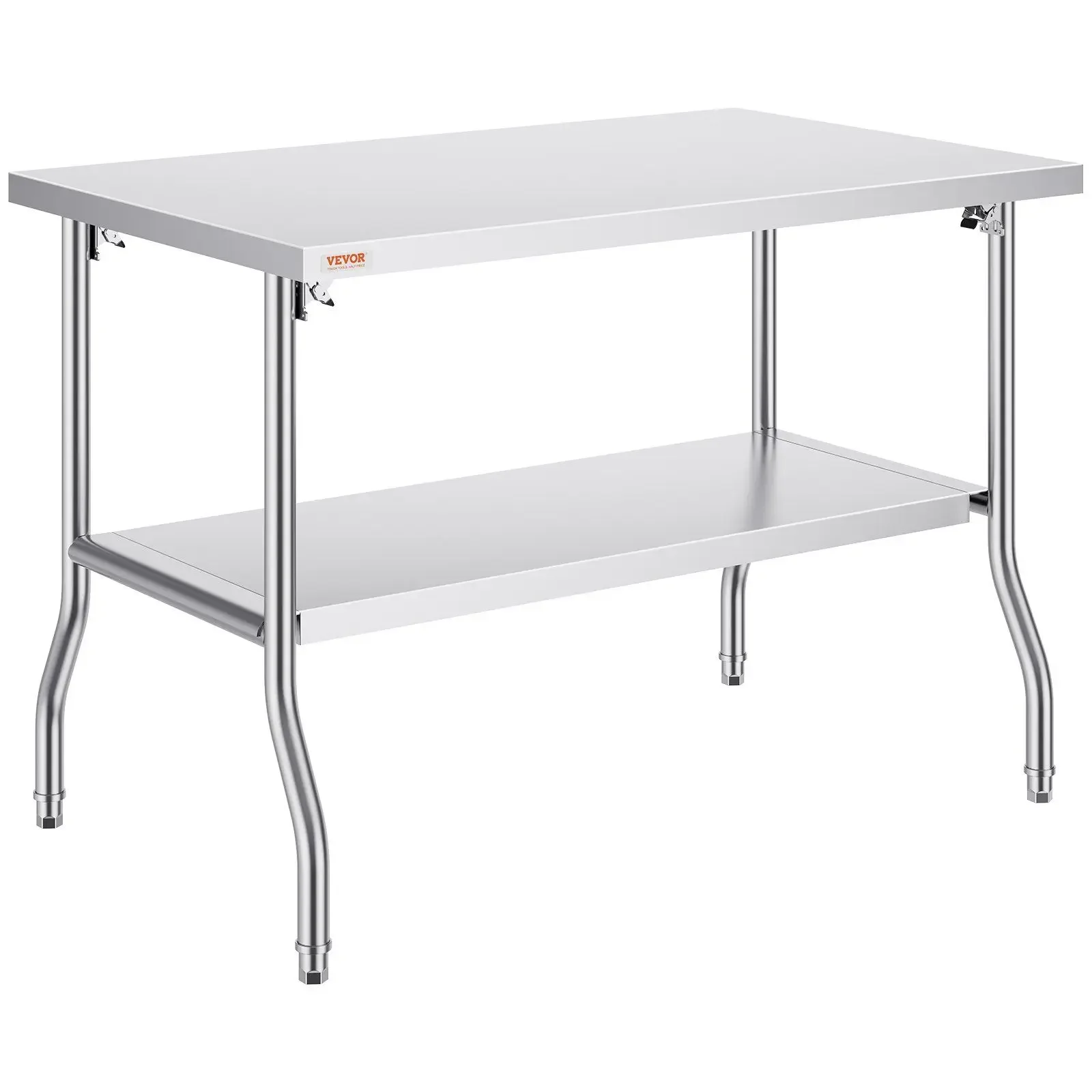 

48"x30" Commercial Worktable – Stainless Steel Folding – 772LB Capacity (Double-Shelf Kitchen Prep Station)
