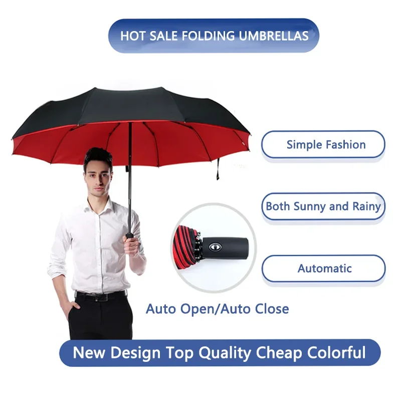 Parapluie Couche doble para hombre y mujer, Coupe-Vent, Entièrement actual, Pluie, Bain, Luxe, Business, Grand Parasol, 10K