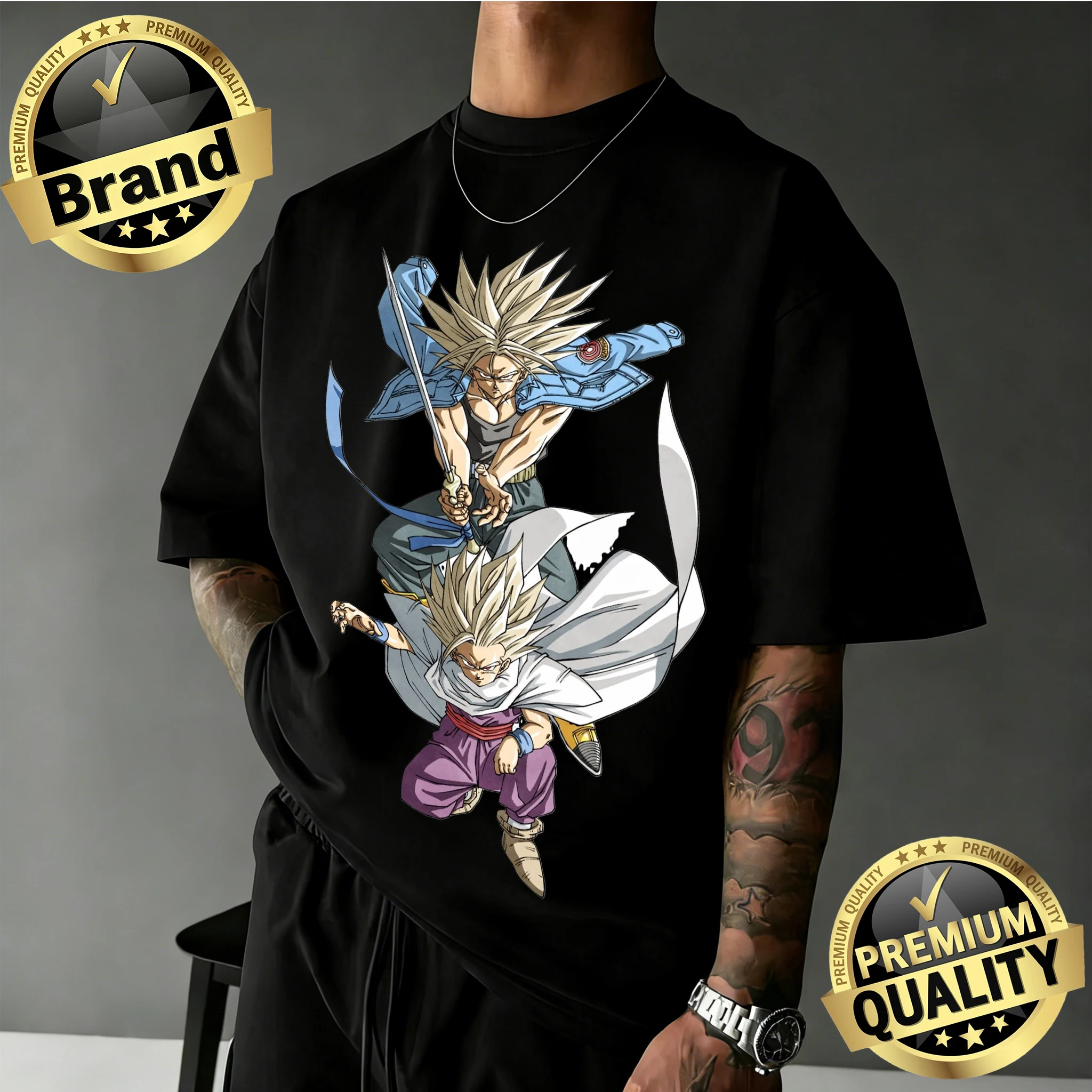 2026 Sommer Dragon Ball Retro Vintage Übergroßes Herren-T-Shirt 100% Baumwolle Unisex Trunks & Gohan Aufdruck Hochwertiges Casual Tee