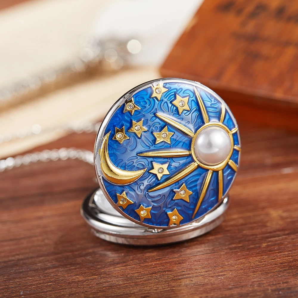 Retro men pocket watch college windy day moon stars personality appearance women pocket watch children quartz pocket watch