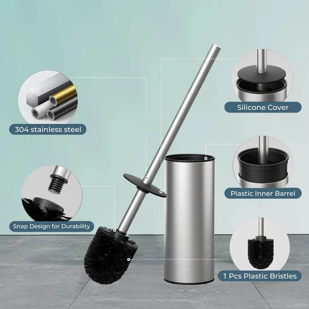 

1PCS 304 Stainless Steel Bathroom Toilet Brush Holder Accessories Floor-Standing Toilet Cleaner Brush Lavatory Cleaning Tools