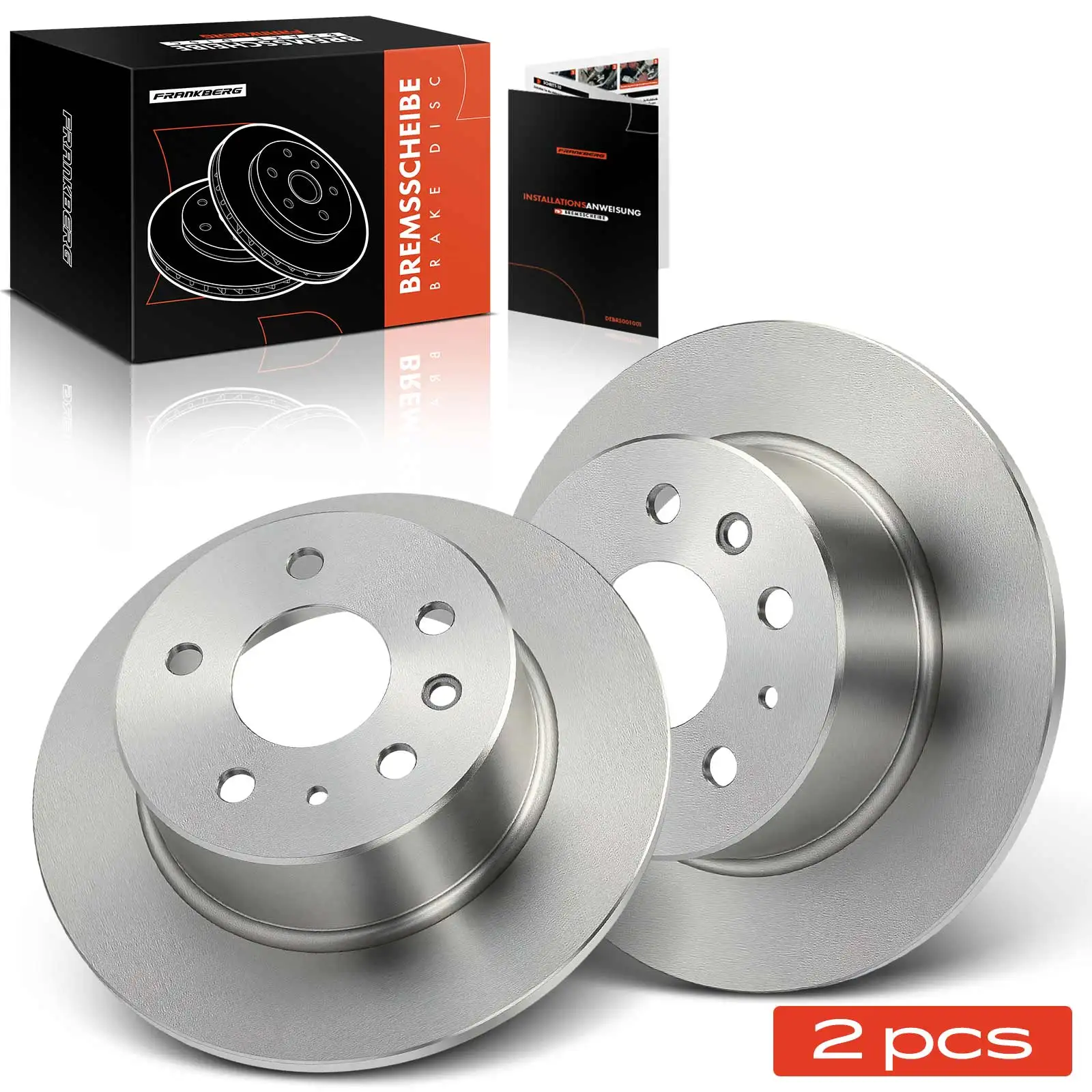 Frankberg 2x Remschijf Achteras Links Rechts voor Mercedes-Benz W114 W123 C123 W116 R107 1966-1991 A1084230212 410185