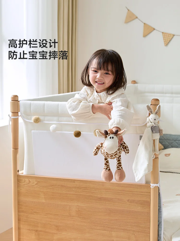 Newborn baby splicing bed Children's bed Baby bed Wide and high guardrail Adults can sleep