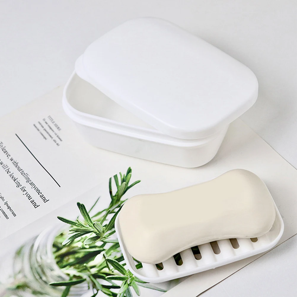 

2 pcs Bar Dish Lid Drainage Bar Soap Box Design Bathroom Kitchen Travel Soap Box Container Holder Plastic Lightweight