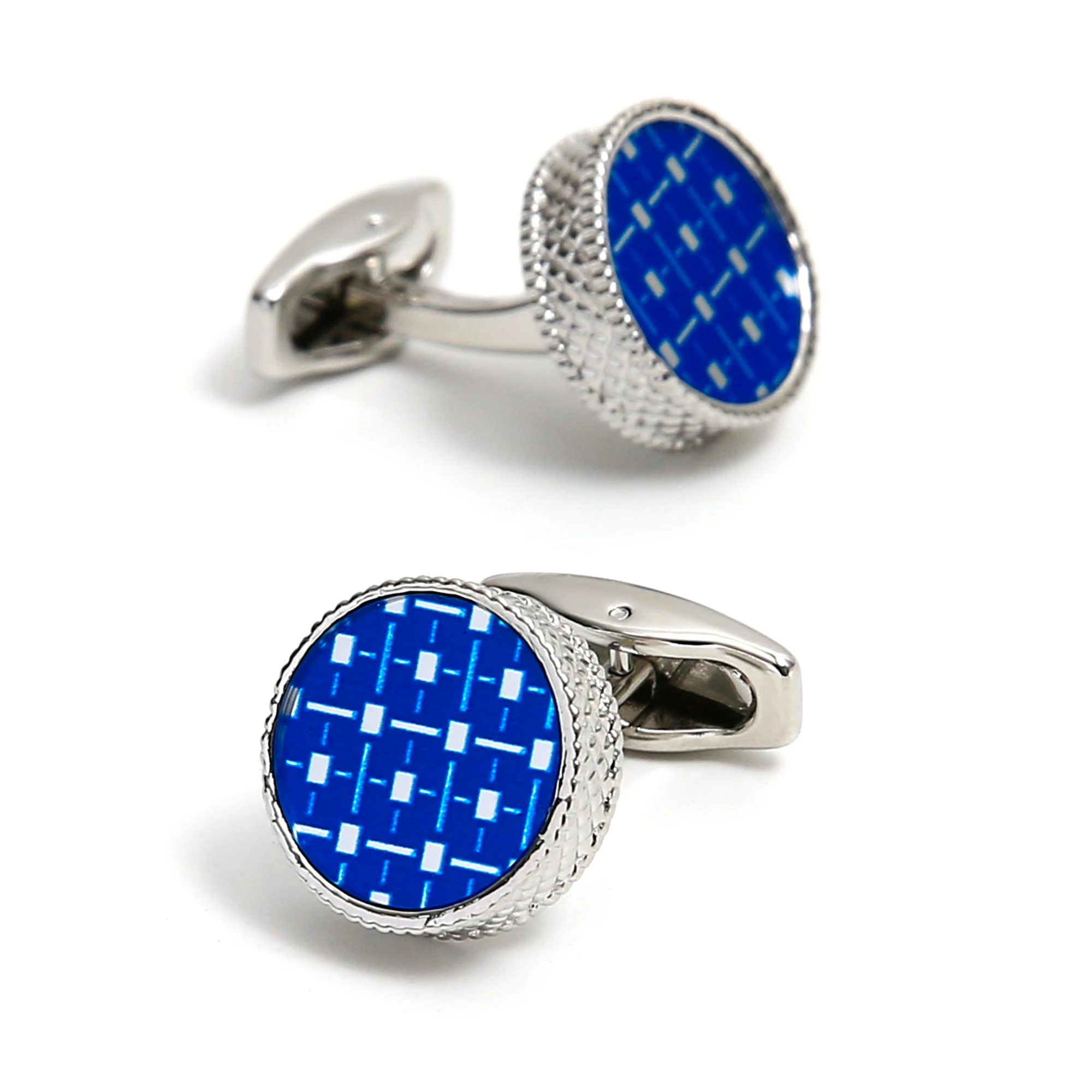 

Cufflinks for Men TOMYE XK24022 Blue Stripes Silver Color Round Button Casual Formal Dress Shirt Cuff Links Gift Jewelry