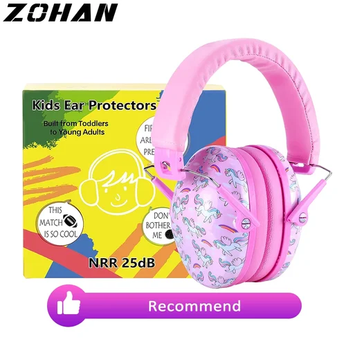ZOHAN Orejeras para niños Protectores auditivos de seguridad Reducción de ruido pasiva NRR25dB Auriculares de dibujos animados de unicornio para niños pequeños