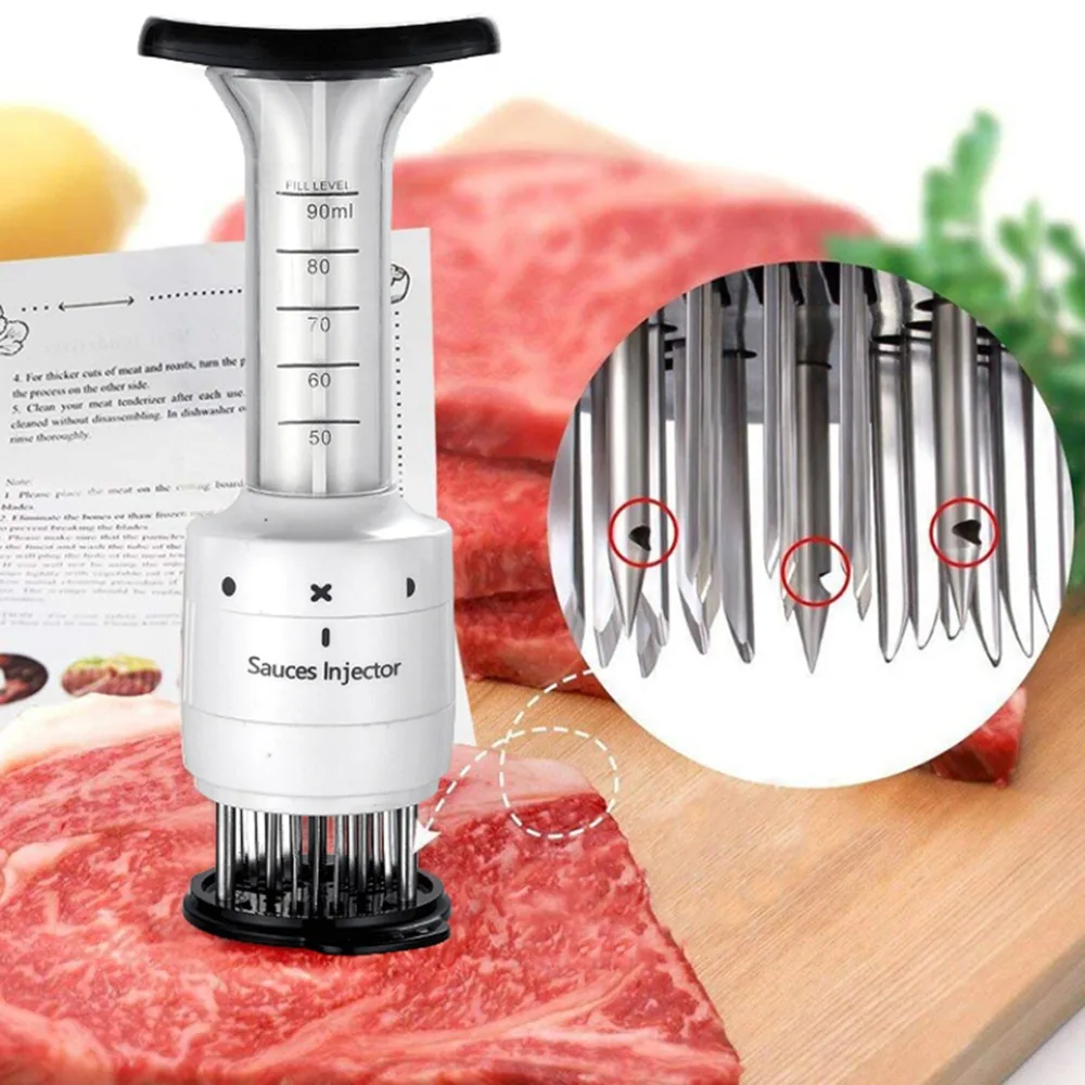 Durable White Meat Marinade Injector Stainless Steel Easy Clean Seasoning Injector Kitchen Tenderizer Tool For Steak Cooking