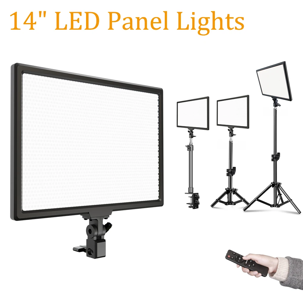 14'' Panel Lighting LED Video Light Photography Selfie Dimmable Photo Studio Live Stream Fill Lamp Three Color With Tripod Stand