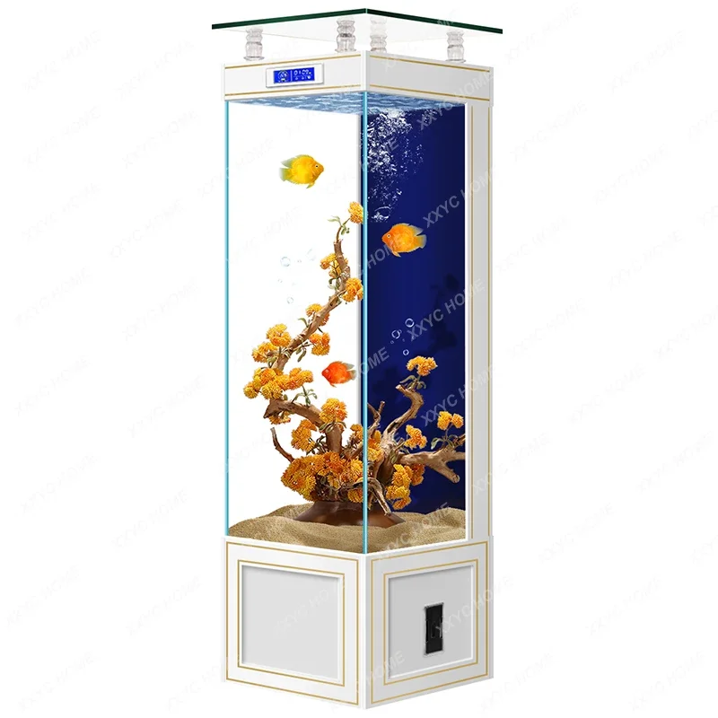 

New Super White Glass Fish Tank Living Room Small Intelligent Vertical Fish Globe Ecological Self-Circulation