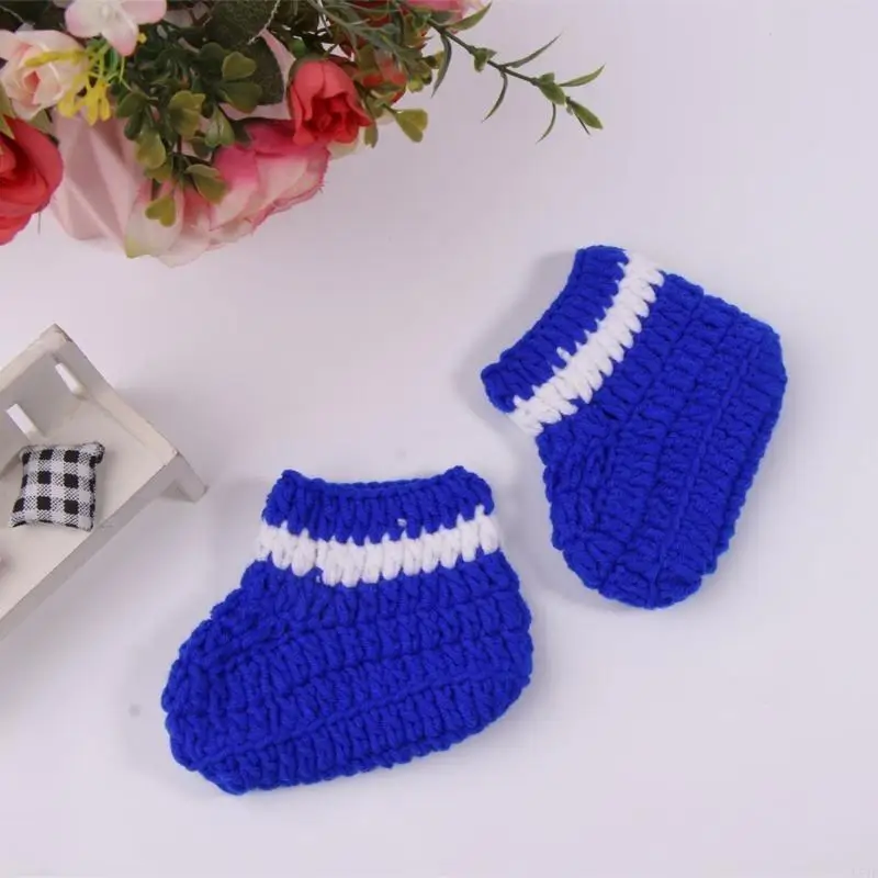 

L5YF Newborn Photography Clothing Photo Studios Props Handmade Crochet Hat Diaper Set Infant Costume Outfits Unisex
