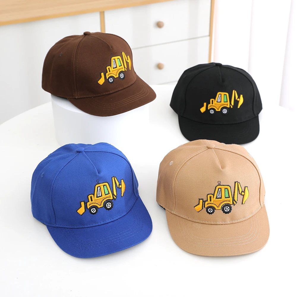 4 Colors Washed Summer Kid Boy Girl Cap Baseball Hats Excavator Child Sun Hat Peaked Caps Snapback for 2 To 6 Years