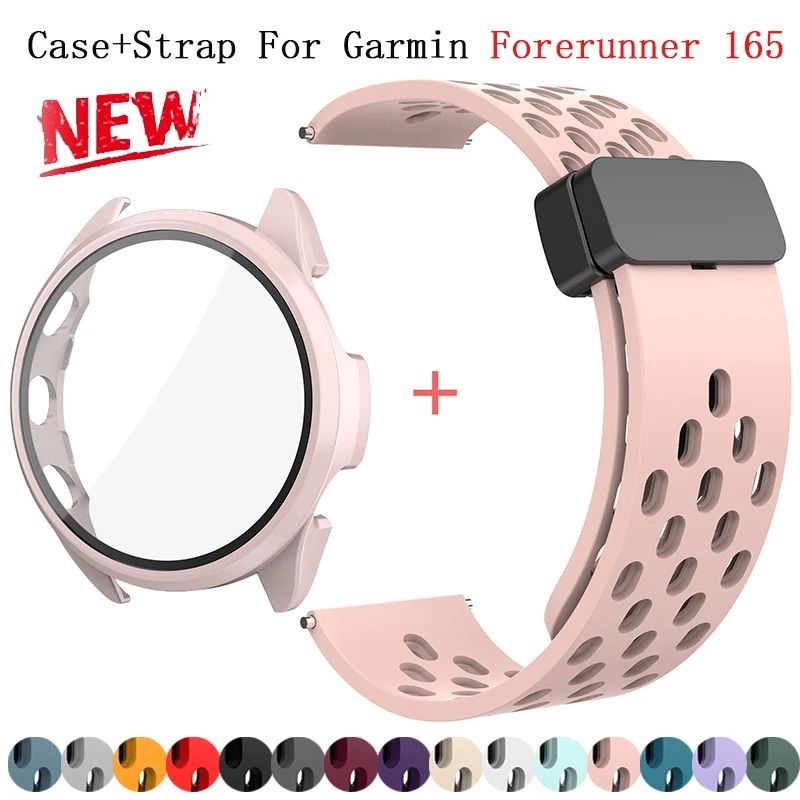 

PC Case+Magnetic Strap For Garmin Forerunner 165 All-around Screen Protective Shell For Garmin Forerunner 165 Cover