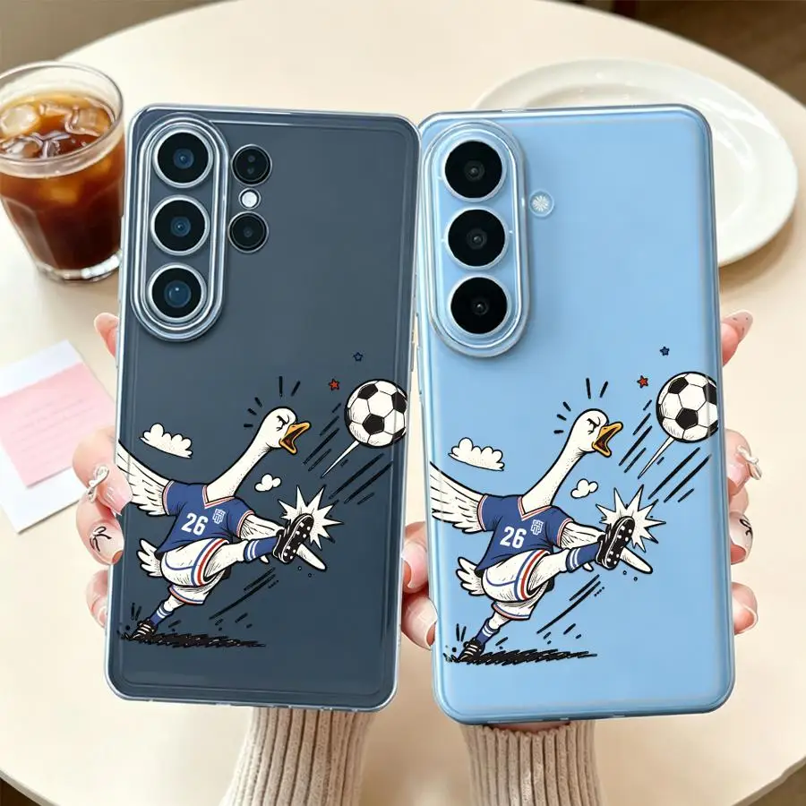 Football Player Clear Phone Cover Case for Samsung Galaxy S26 Ultra S26+ S20 S10 S21 S24 FE S22 S25+ S23 Note 10 20 S25 Plus