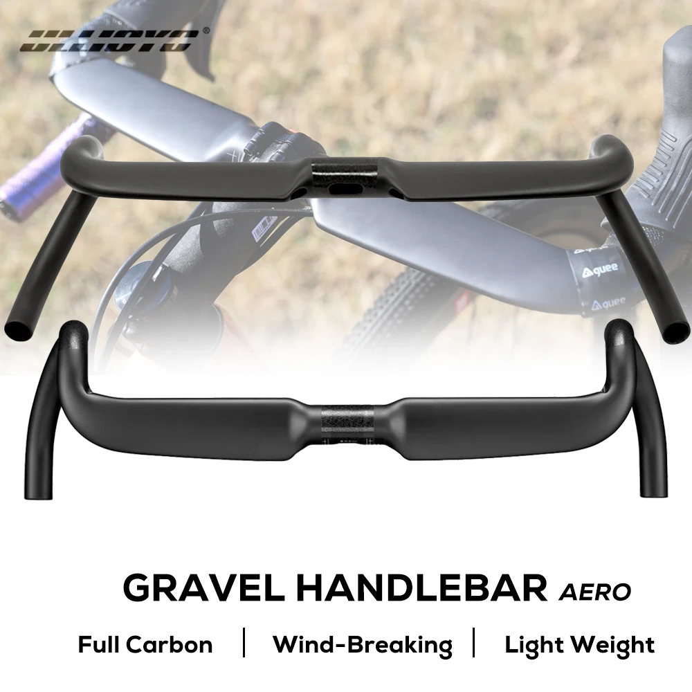 

ULLICYC Full Carbon Road Handlebars,Aero Gravel Handlebar Internal Cables Racing Bike Drop Bent Bar 31.8*360/380/400/420mm