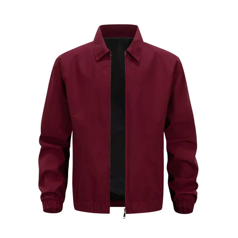 Spring Autumn Men's Business Casual Jacket Solid Turn Down Collar Zipper Lightweight Outwear Male Loose Coat Daily Jackets Tops