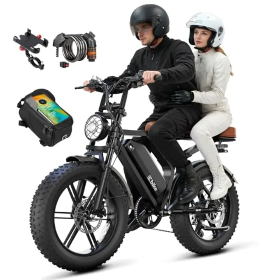 

Electric Bike for Adults: Retro Off-Road Ebike with 1500W Motor, 65/120 Miles Range, 48V 15Ah Removable Battery, 20x4 Fat Tires