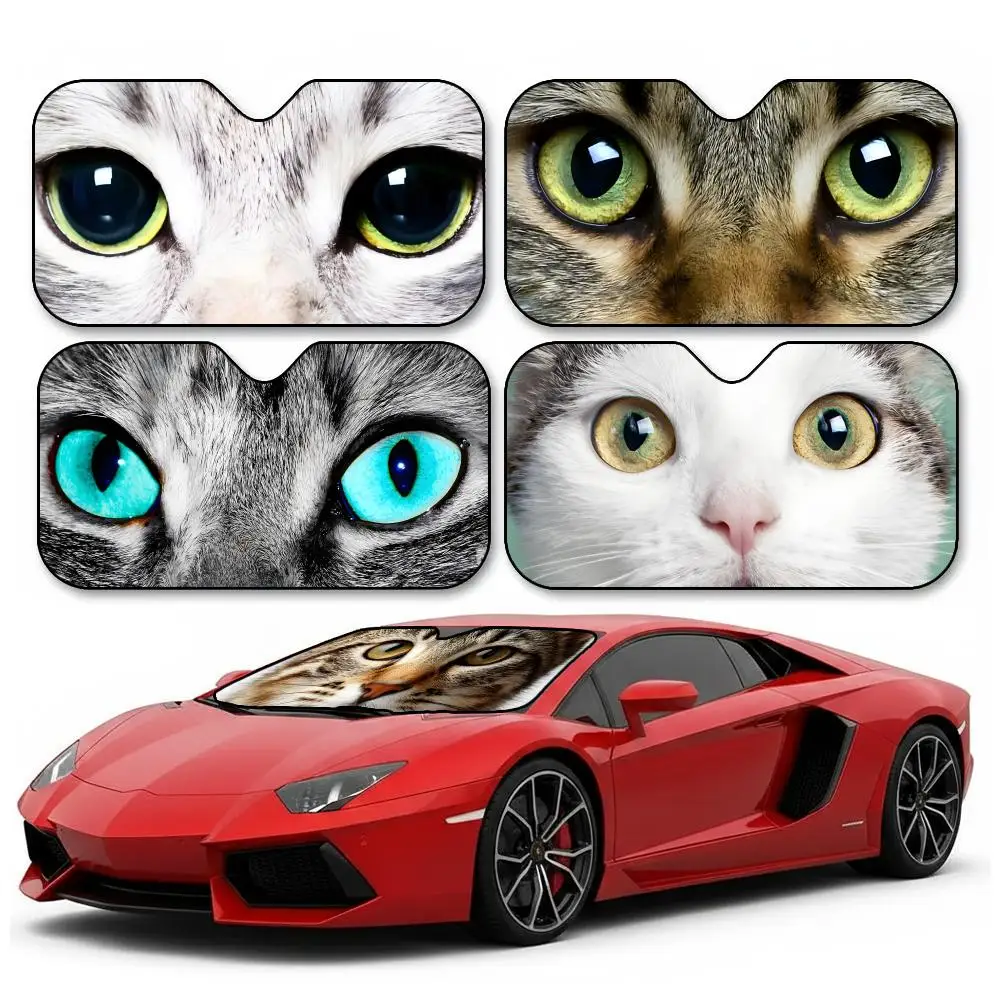

1P-Cat Eyes Sun Visor Aluminum Foil Windshield Sunshade, UV Protection Heat Insulation Reusable