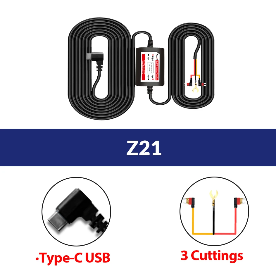 E-ACE 3.5 Meters Surveillance Hidden Wiring Three Wires 5V/2.5A For CAR DVR Mini Or TYPE-C USB Car Charger 24H Parking Monitor image 5