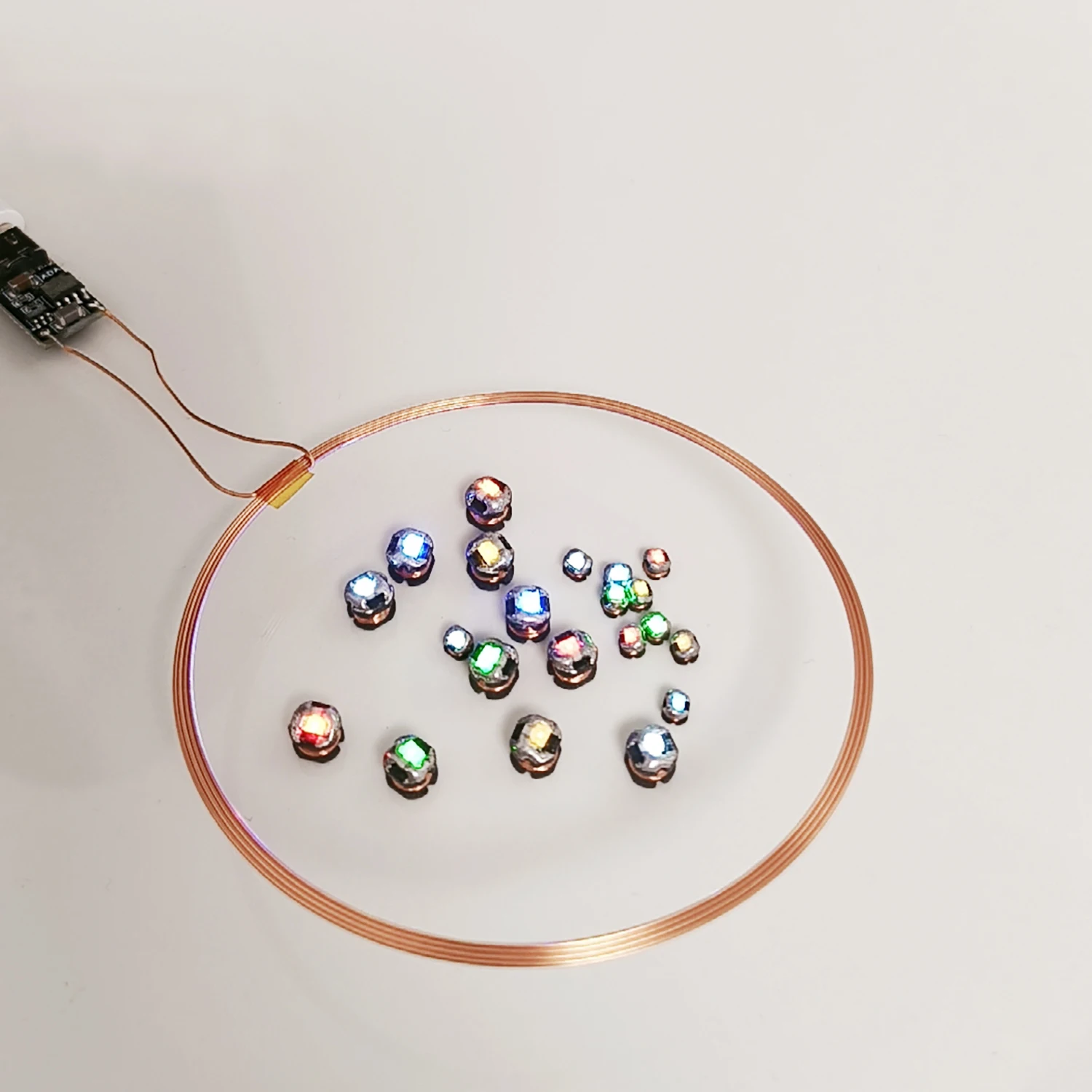 Bobina transmissora de fonte de alimentação sem fio usb, 0 ~ 70mm, 10 peças, lâmpada indutora, receptor de luz de iluminação, robô gundam, brinquedos modelo lego