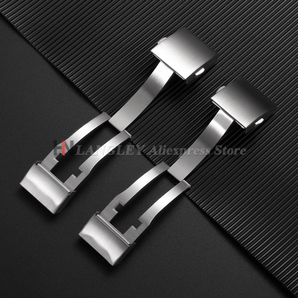 Fivela de relógio de aço inoxidável de 19mm para Longines para HydroConquest L3 pulseiras de borracha masculinas com fecho dobrável botão de substituição