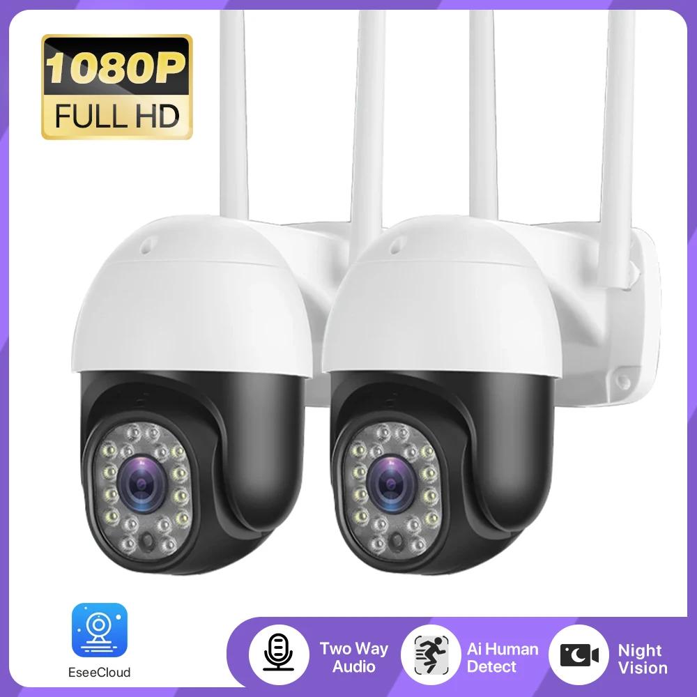 

Уличная Wi-Fi IP-камера 1080P Беспроводная PTZ-камера Автоматическое отслеживание Видеонаблюдение Камера безопасности Двустороннее аудио Eseecloud