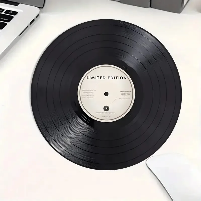 Retro Music Player Icon Circular Mouse Pad Anti Slip Rubber Base Portable Office Desktop Pads Computer Laptop PC Accessories