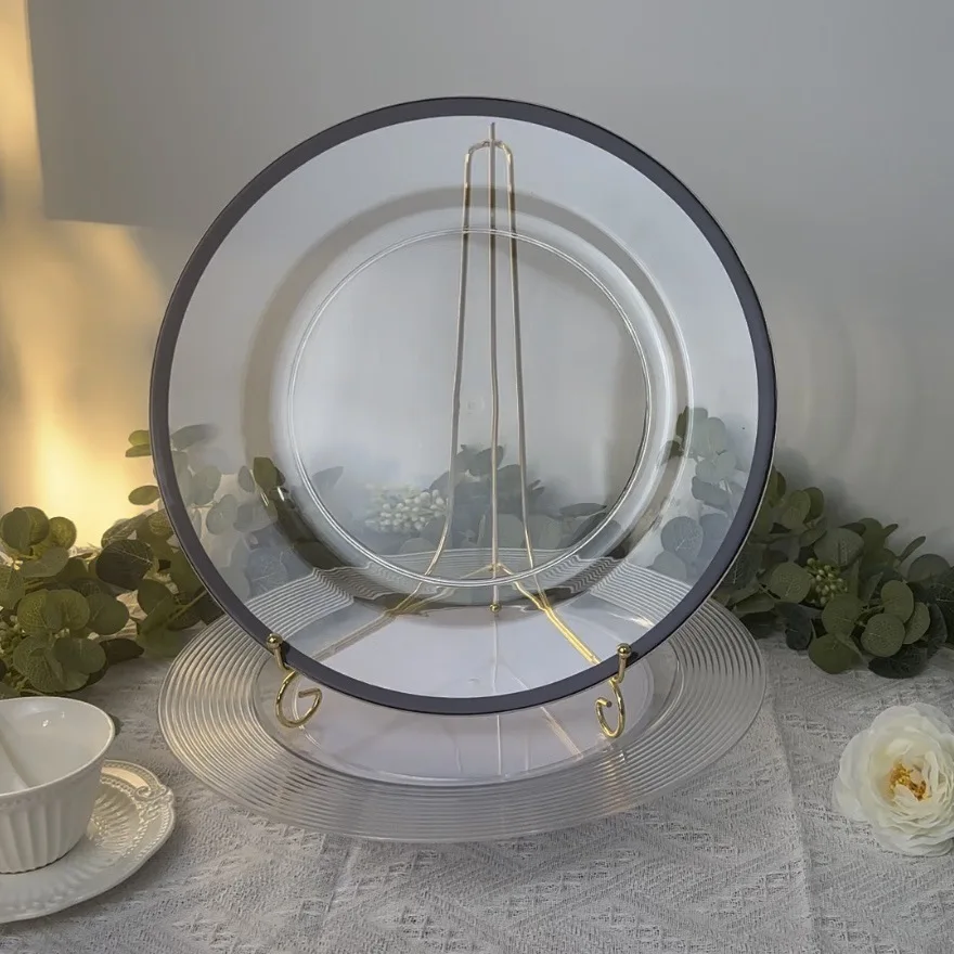 

50/100 piece side panels Round wedding party Christmas decoration plate Clear plastic tray Dinner reception, wedding