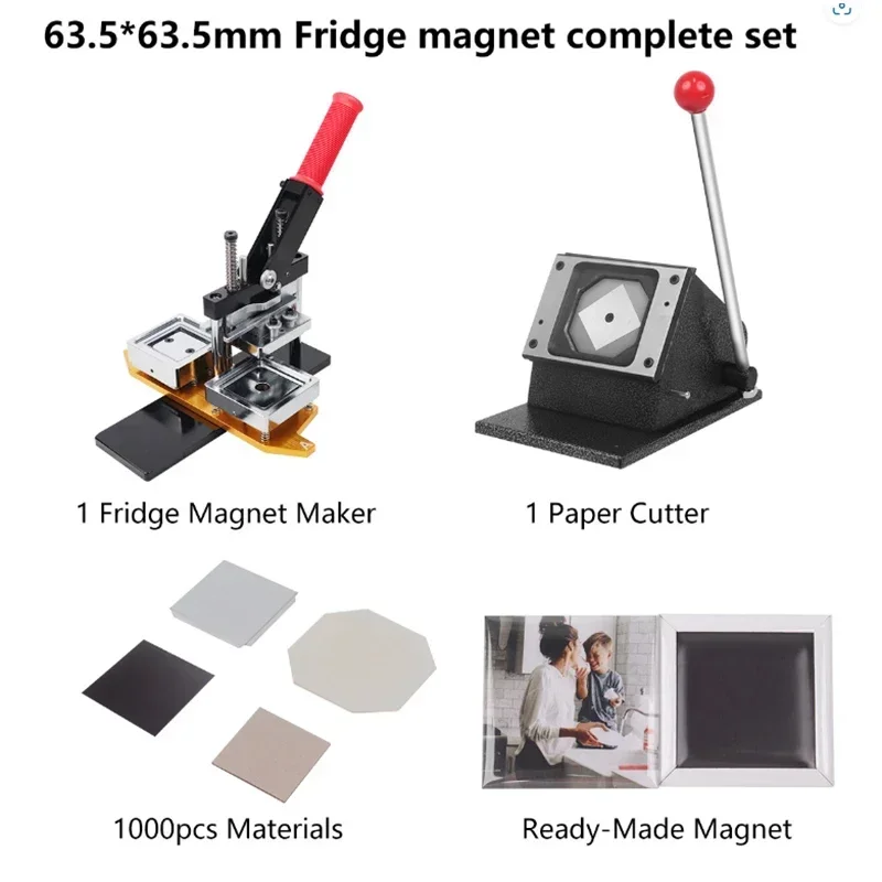 80X53mm magnet making machine 50*50 square-fridge-magnet-making-machine hand press 63.5X63.5mm