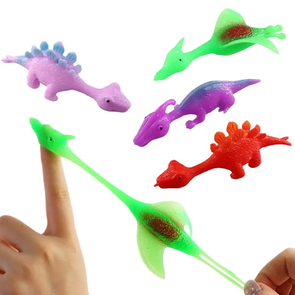 5/25Pcs Catapult Launch Dinosaur Decompression Soft Glue Finger Launch Small Dinosaur Jumping Dinosaur Fun Toy