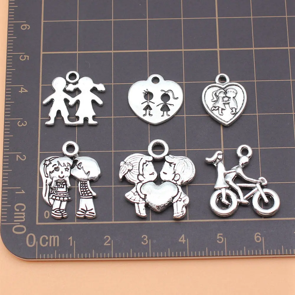 Art Supplies Male Jewelry Angel Heart Wings Mixed Set Charms Pendant