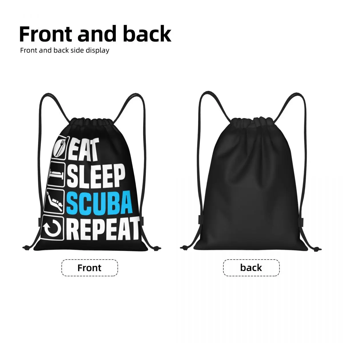 Custom Funny Eat Sleep Scuba Diving Drawstring Backpack Bags Women Men Lightweight Diver Gym Sports Sackpack Sacks for Training