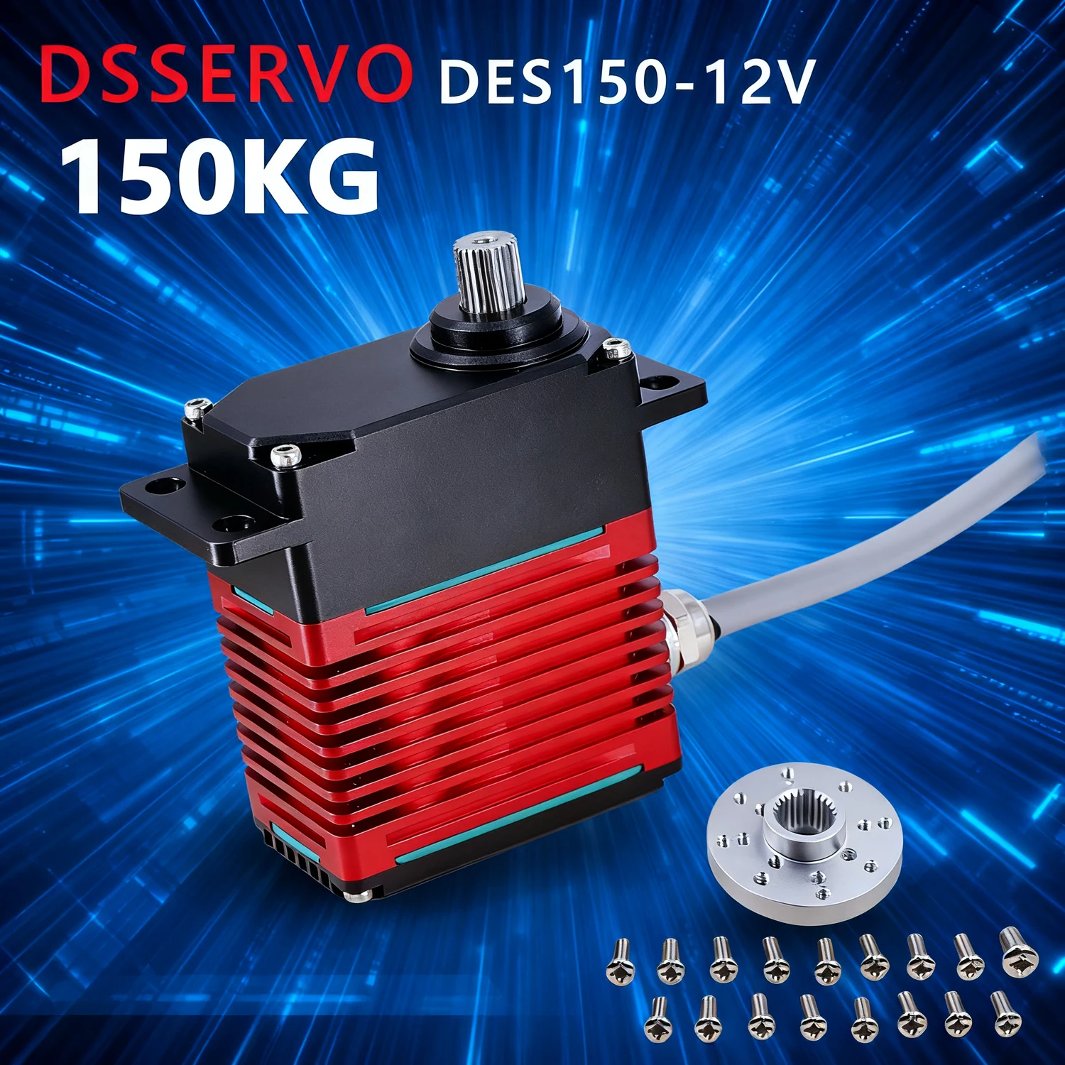 DSservo DES150-12V/24V 150KG Metalen Digitale Servo Borstelloze Motor Hoge Snelheid Koppel 180/270 Graden Waterdicht voor RC Vliegtuig Robot