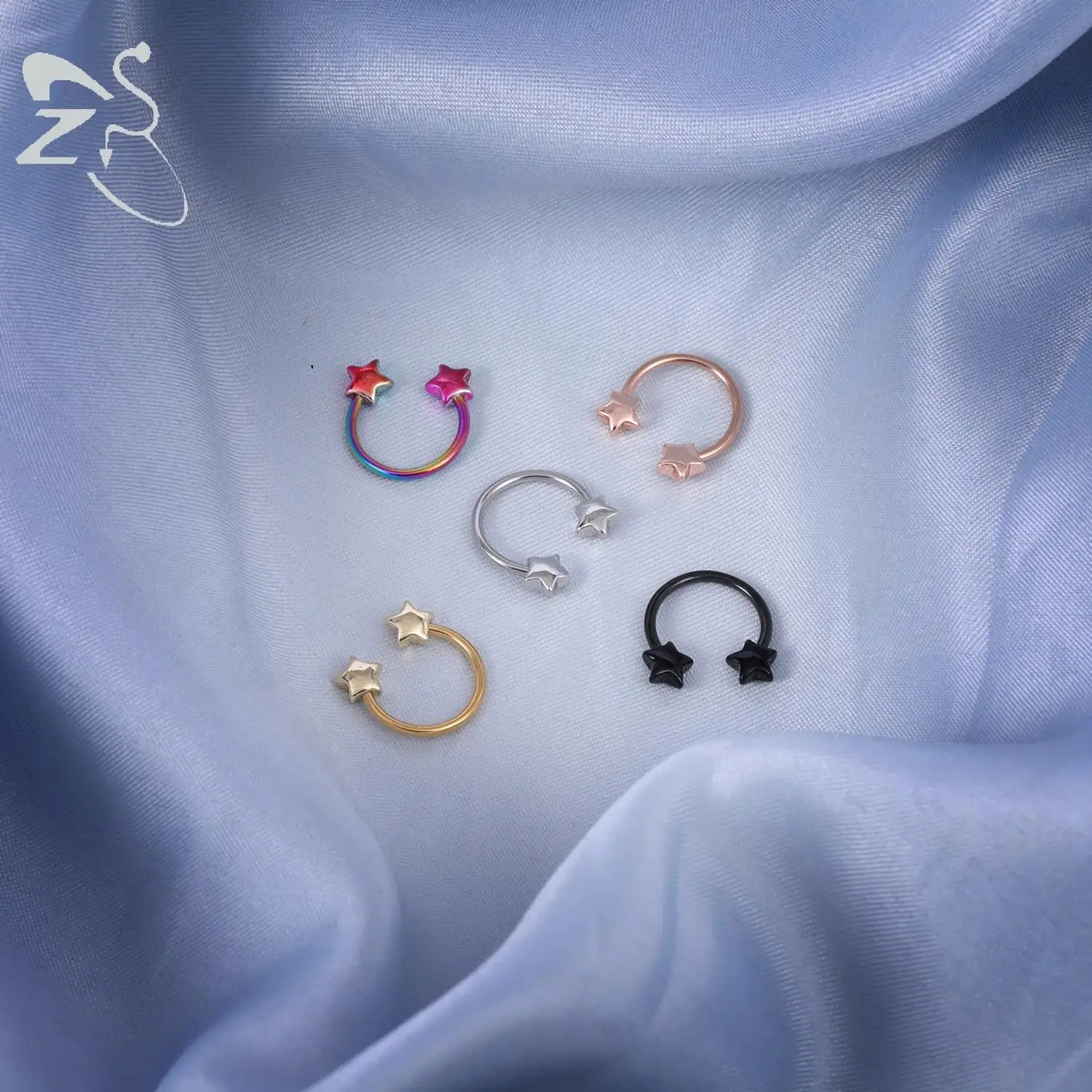 ZS 1PC 16G Bee Horseshoe Septum Ring Butterfly Stainless Steel Nose Piercing 10MM Star Hoop Daith Earring Helix Conch Piercings