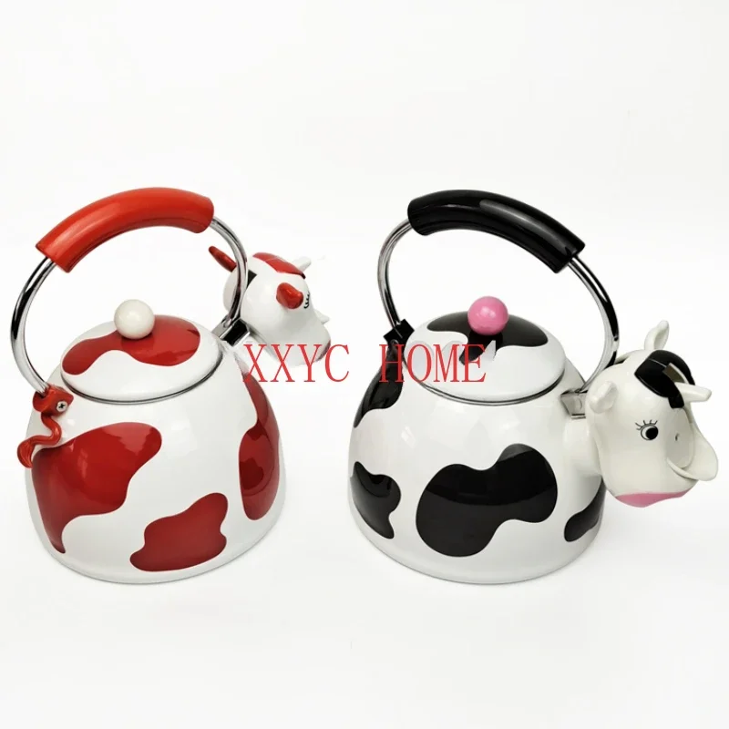 

Whistle Kettle Cartoon Stainless Steel Enamel Color Gas Open Fire Induction Cooker Enamel Coffee Pot