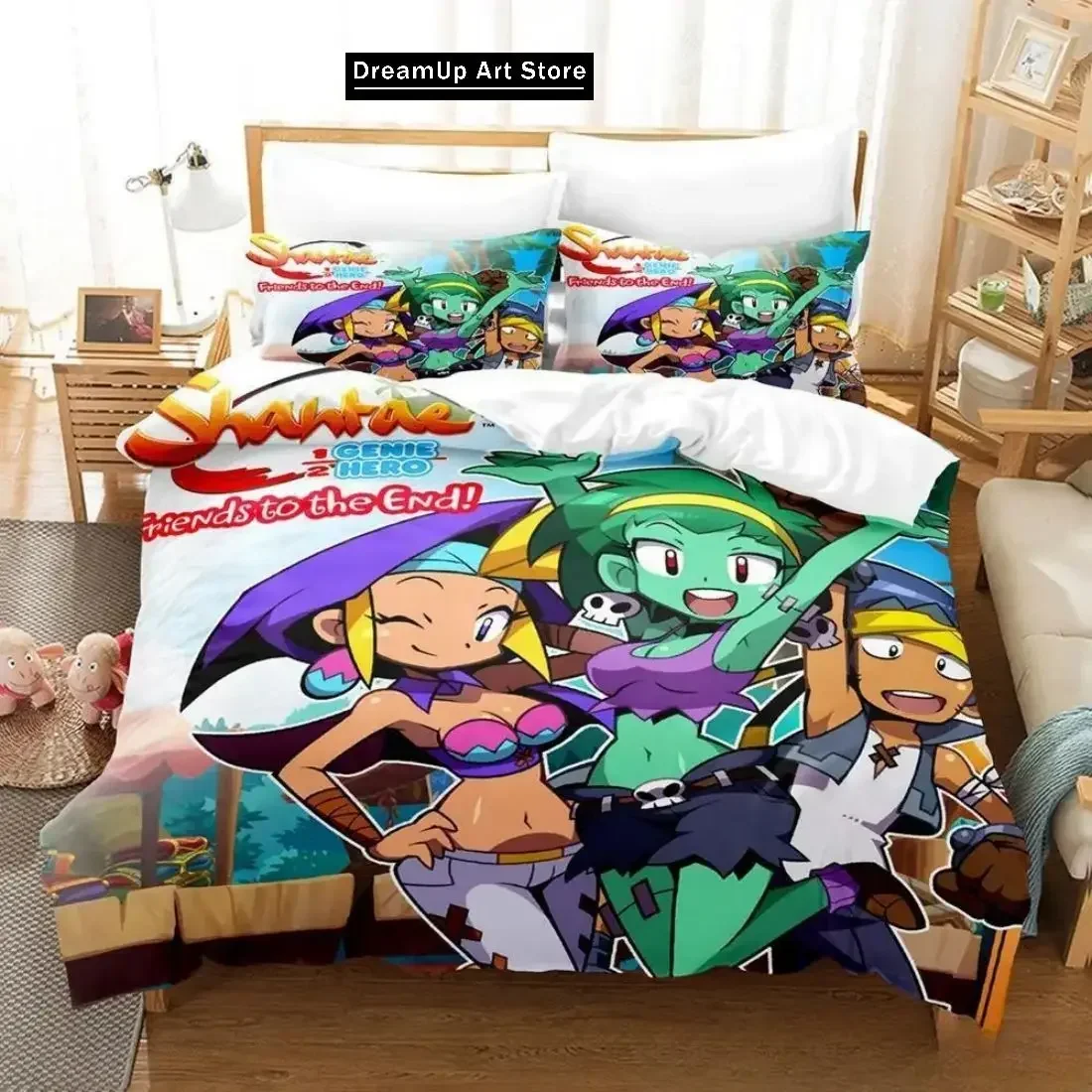 Juego de cama con estampado 3D de Shantae Half-Genie Hero para niños y niñas, funda nórdica de tamaño completo, funda de almohada, dormitorio para adultos