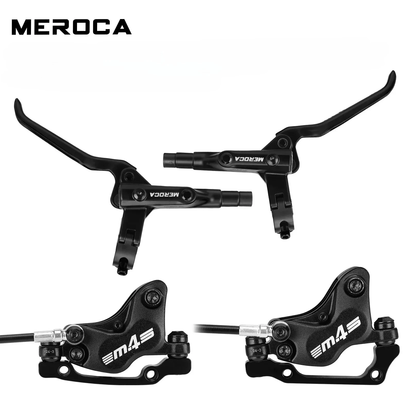MEROCA M4S 4-Piston MTB Hydraulic Brakeset Split Brake Left rear and Right front Brake 850mm/1600mm For MTB Bike Disc Brake
