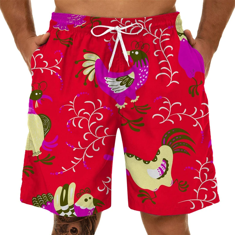 3d Bedrukte Kip Grappige Korte Broek Mannen Gothic Board Shorts Badpak Homme Bermudas Surf Zwembroek Cool Kids Ijs Shorts Mannelijke Broek