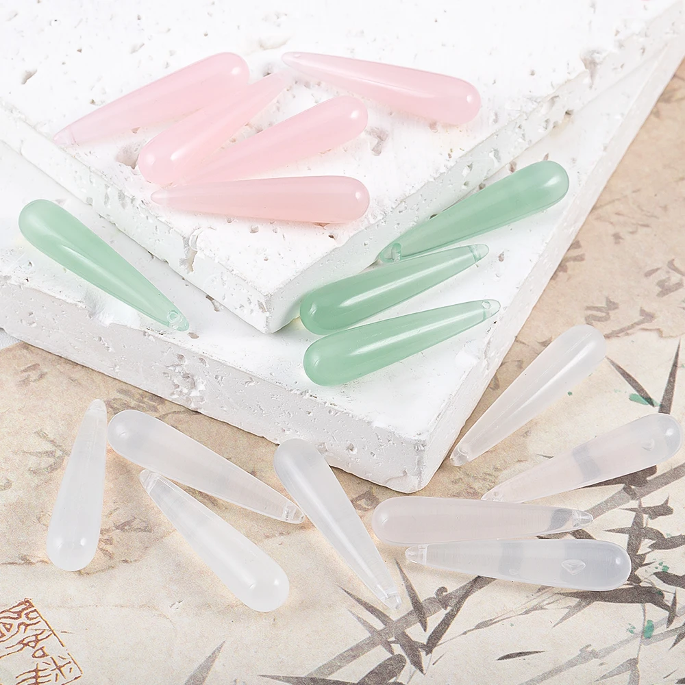 2/10pcs ยาว Water DROP อะคริลิคเรซิ่นลูกปัดสําหรับ DIY สไตล์จีนอุปกรณ์เสริมผม Hairpins Step Shake จี้เครื่องประดับวัสดุ