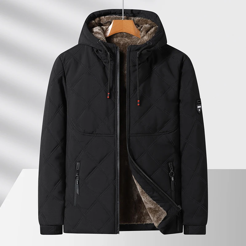 

Men's Winter Quilted Jacket - Hooded, Fleece Lined & Windproof Lining, Warm for Cold Days, Outdoor Activities & Casual Looks