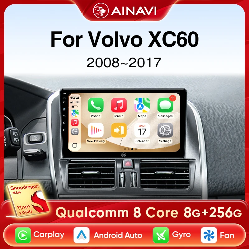 

Автомобильное радио Ainavi для Volvo XC60 2007 2010 2013 2014 2017, беспроводное CarPlay Android Auto 4G, автомобильное мультимедиа, GPS, 2 Din, авторадио