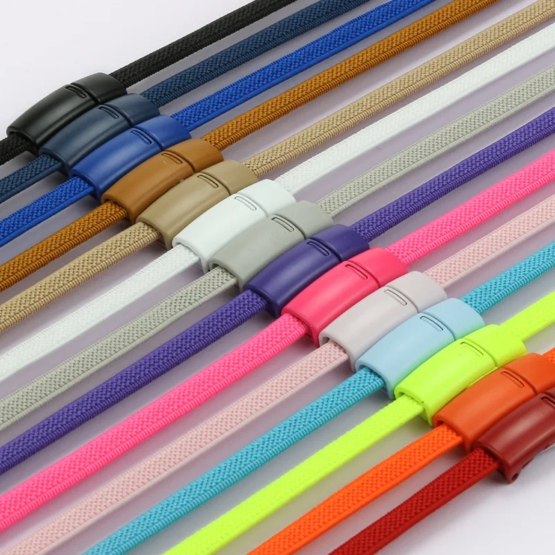 2Pcs Tonal Magnetic Buckle Shoelaces Elastic Laces Sneakers No Tie Shoelace Kids Adult Quick Lace Lazy Sport Rubber Shoestrings