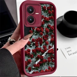Y 22 22s Luxury Rose Flower Silicone Phone Case On For Vivo Y22 Y22s Y22T 4G VivoY22 VivoY22s Camera Protetive Cover