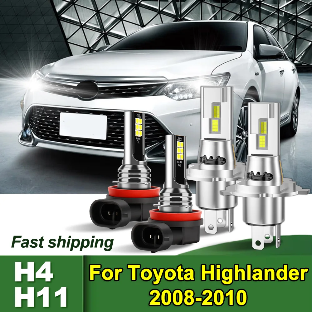 

Для Toyota Highlander 2008 2009 2010 H4 H11 комбинированные светодиодные фары дальнего/ближнего света, противотуманные фары 3570 CSP чипы, лампы постоянного тока 12-24 В