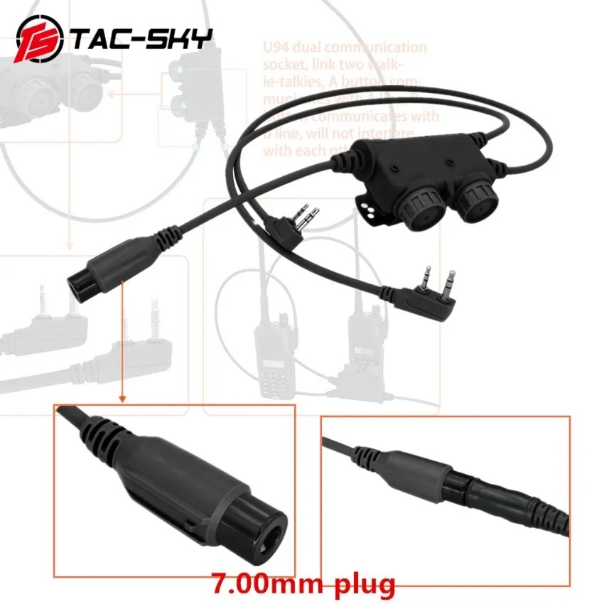 

TS TAC-SKY Tactical Ptt Dual Communication RAC Ptt Ken Plug for Baofeng UV5R Airsoft ShootingTactical Headset Walkie-Talkie