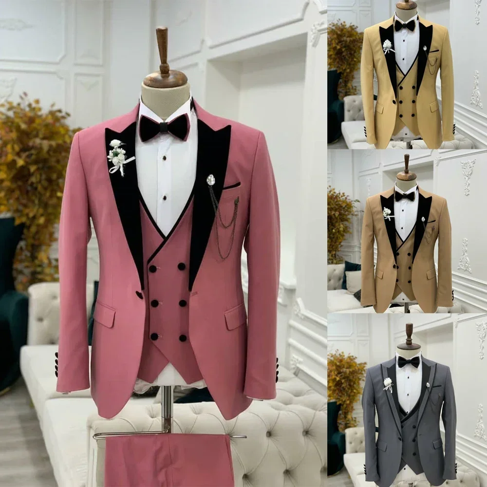 

2024 Elegant Formal Wedding Men Suits Groom Tuxedo Prom Slim Fit Blazers Hombre High Quality Custom 3 Piece Set Costume Homme