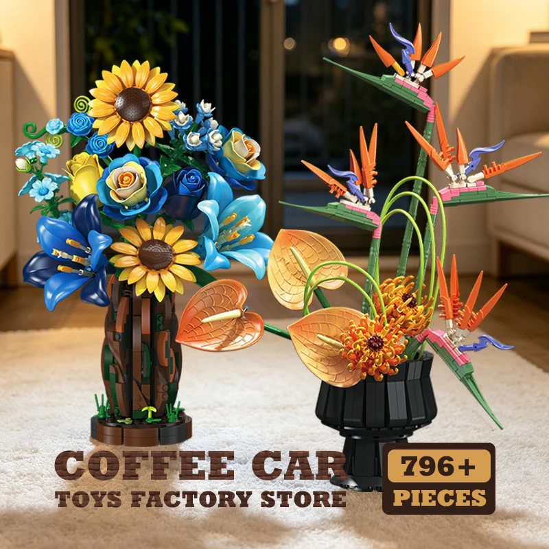 クリエイティブなエターナルブーケ-mocブリック-diyおもちゃ-鉢植えの花-ビルディングブロック-植物モデル-ロマンチックな家の装飾-大人カップル向けギフト-新商品