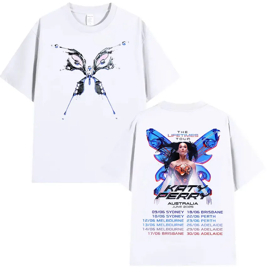 Singer Katy Perry The Lifetimes Tour 2025 New T Shirt Men Women Retro Fashion Cotton Short Sleeve T-Shirt Harajuku Clothing Tees