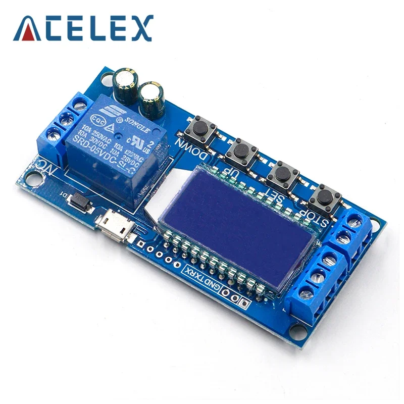 6-30V Micro USB Digital LCD Display Time Delay Relay Module Control Timer Switch Trigger Cycle Module XY-LJ02