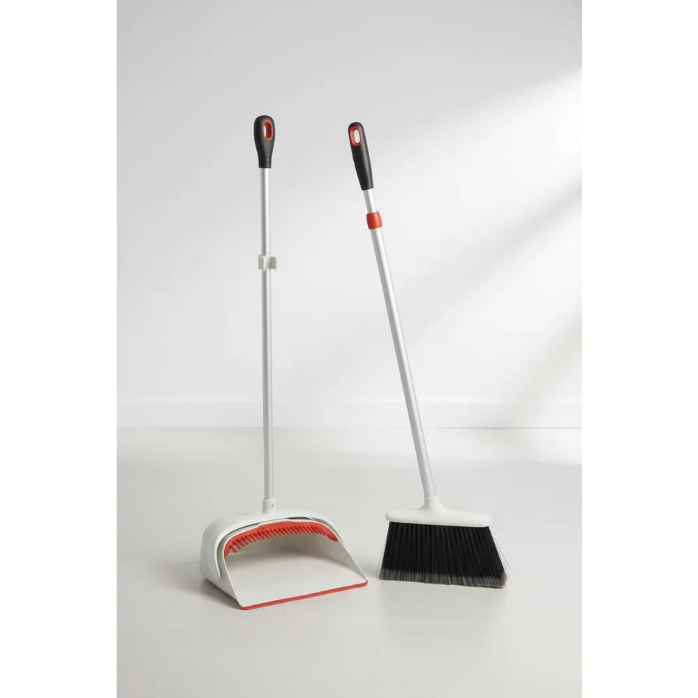

Large Upright Sweep Set, Off-white, 8.5-12 Inch Extendable Broom for Home Cleaning